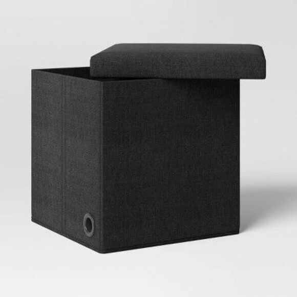 Room Essentials - Collapsible Dorm Single Storage Ottoman Black - Ro Black - Picture 3 of 3